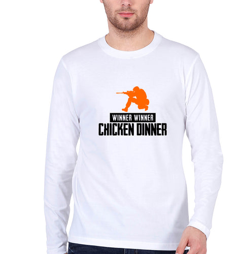 PUBG Winner Winner Chicken Dinner Full Sleeves T-Shirt for Men-White-Ektarfa.online