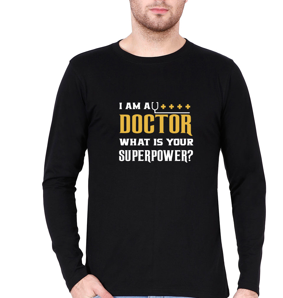 Doctor Full Sleeves T-Shirt for Men-Black-Ektarfa.online