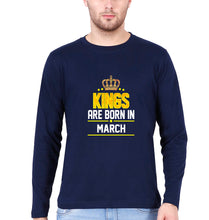 Load image into Gallery viewer, Kings Are Born In March Full Sleeves T-Shirt for Men-Navy Blue-Ektarfa.online
