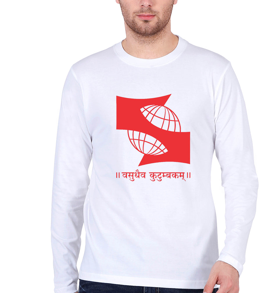 Symbiosis Full Sleeves T-Shirt for Men-White-Ektarfa.online