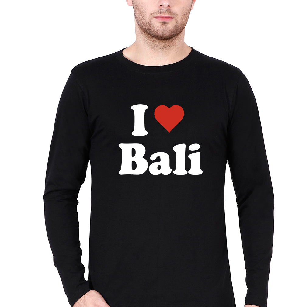 I Love Bali Full Sleeves T-Shirt for Men-Black-Ektarfa.online