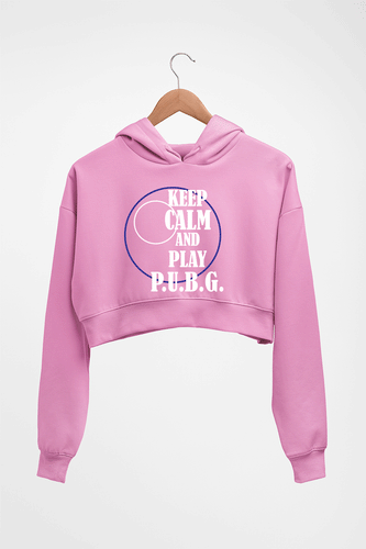 PUBG Keep Calm And Play Pubg Crop HOODIE FOR WOMEN-Light Baby Pink-Ektarfa.online