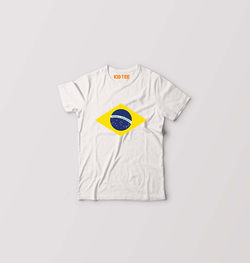 Brazil Kids T-Shirt for Boy/Girl-White-Ektarfa.online