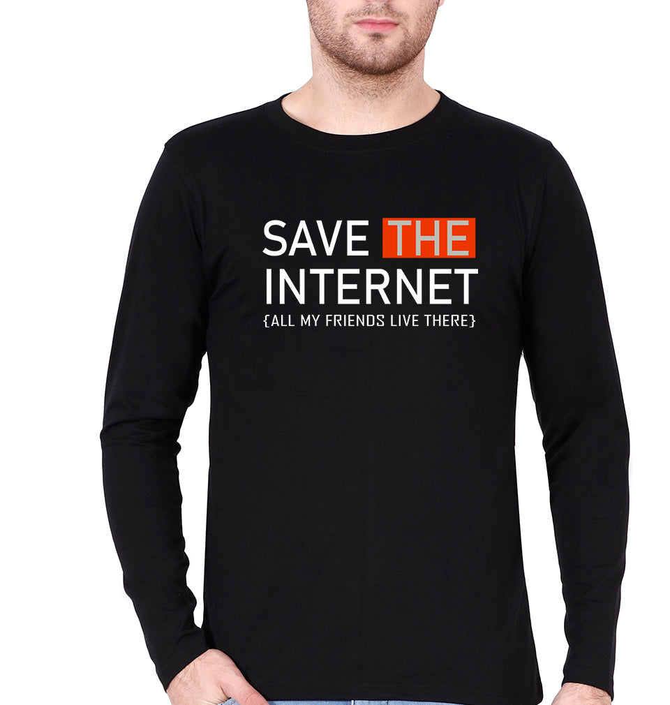 Internet Funny Full Sleeves T-Shirt for Men-Black-Ektarfa.online