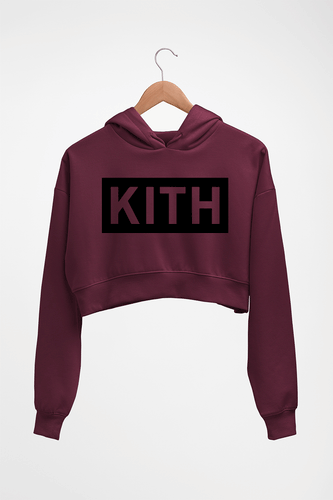 Kith Crop HOODIE FOR WOMEN-Maroon-Ektarfa.online