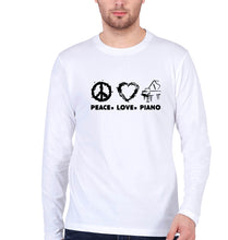 Load image into Gallery viewer, Peace Love Piano Full Sleeves T-Shirt for Men-White-Ektarfa.online
