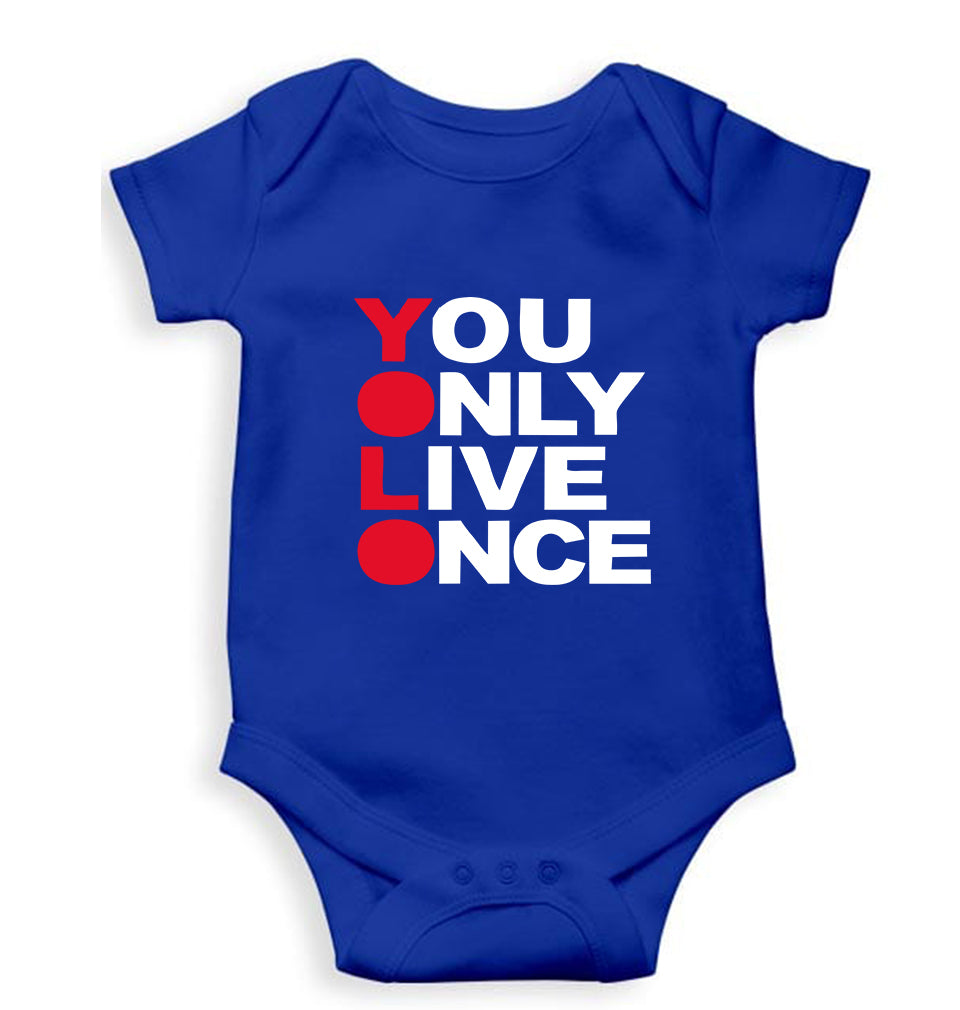 You Live Only Once(YOLO) Kids Romper For Baby Boy/Girl-0-5 Months(18 Inches)-Royal Blue-Ektarfa.online