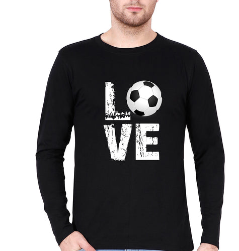 Love Football Full Sleeves T-Shirt for Men-S(38 Inches)-Black-Ektarfa.online