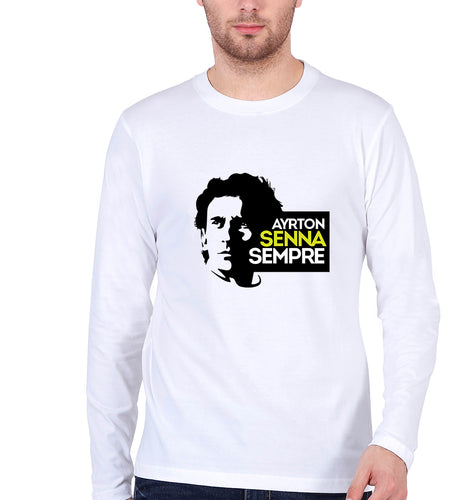 Ayrton Senna Full Sleeves T-Shirt for Men-White-Ektarfa.online