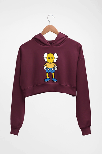 Kaws Crop HOODIE FOR WOMEN-Maroon-Ektarfa.online