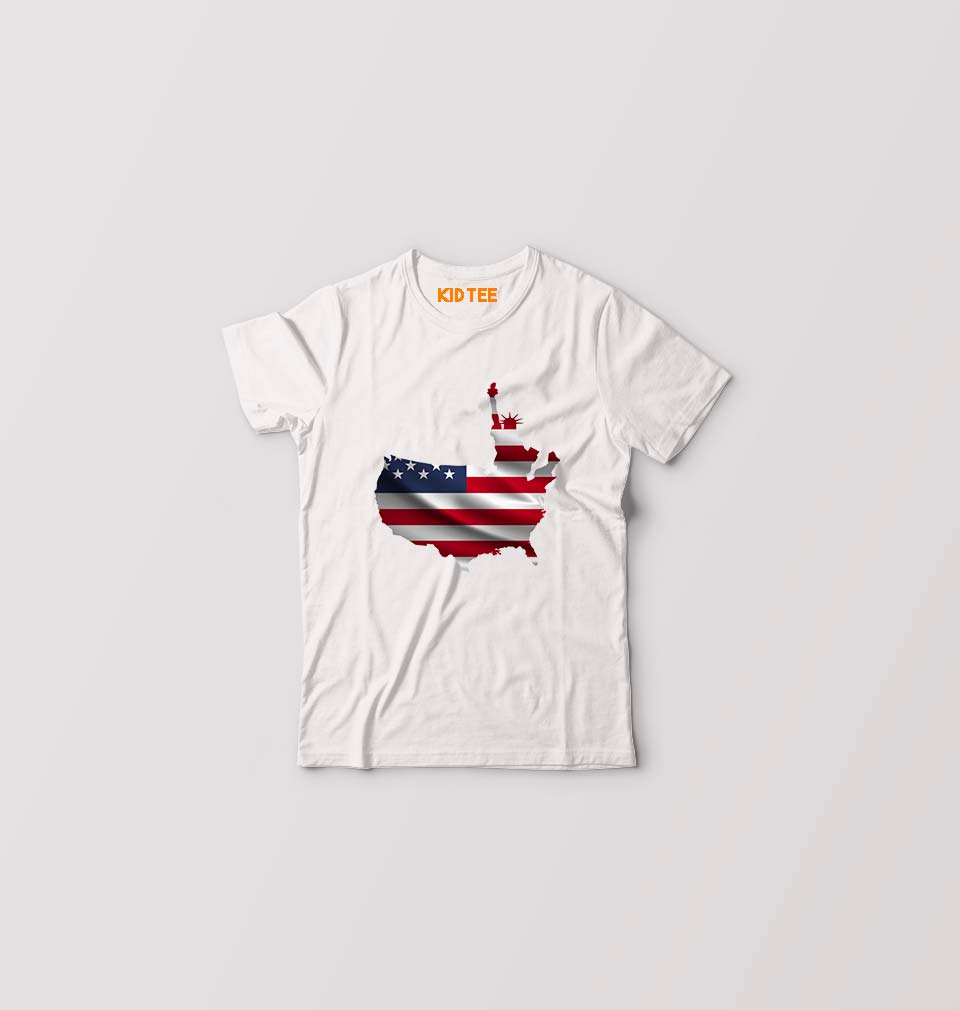USA America Kids T-Shirt for Boy/Girl-White-Ektarfa.online