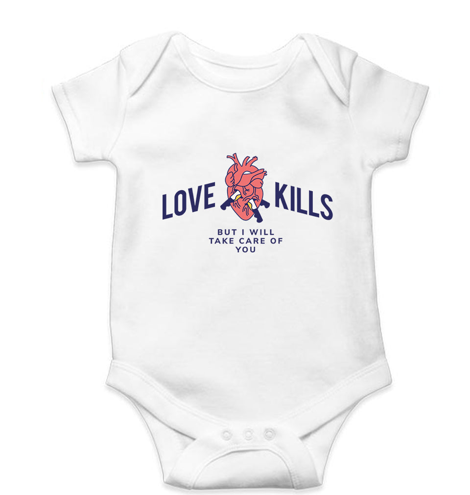 Love Kills Kids Romper For Baby Boy/Girl-0-5 Months(18 Inches)-White-Ektarfa.online