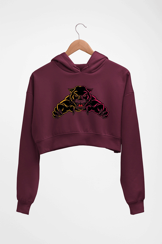 Black Panther Crop HOODIE FOR WOMEN-Maroon-Ektarfa.online