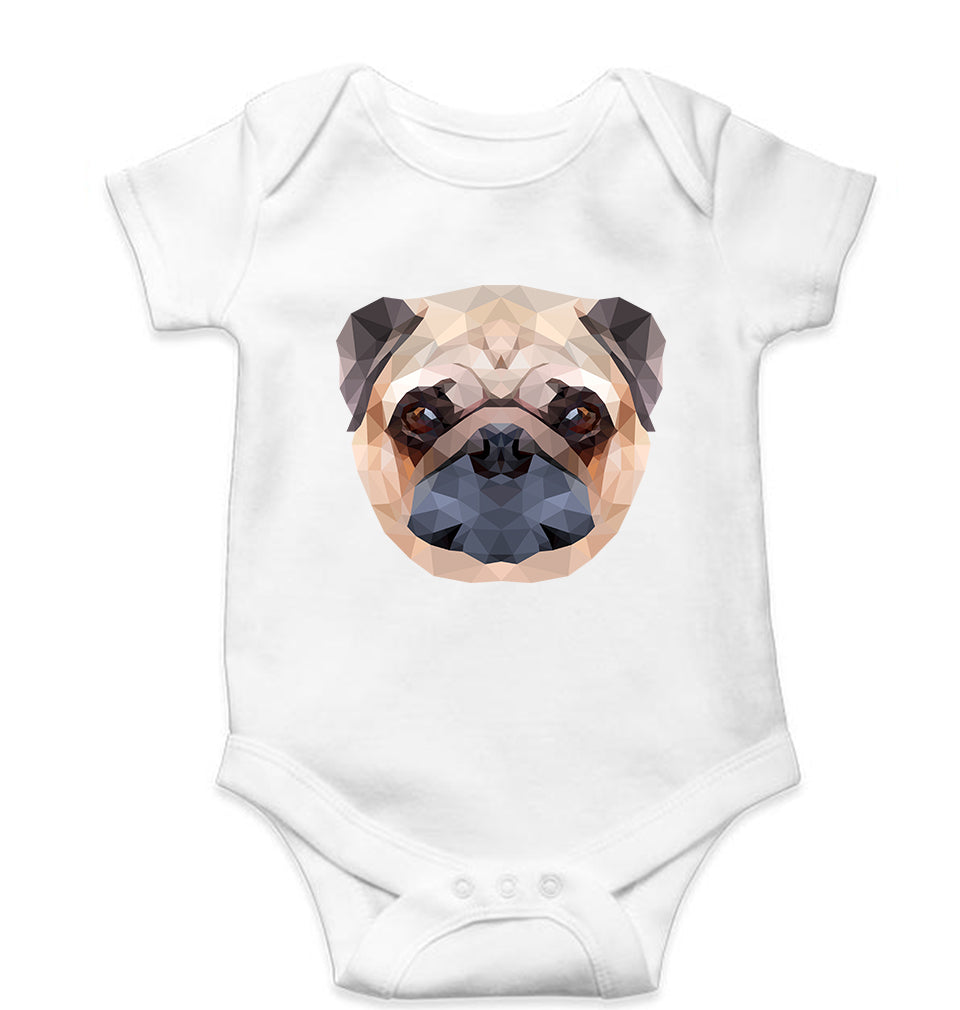 Pug Dog Kids Romper For Baby Boy/Girl-0-5 Months(18 Inches)-White-Ektarfa.online
