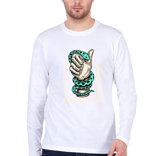 Stay Strong Full Sleeves T-Shirt for Men-White-Ektarfa.online