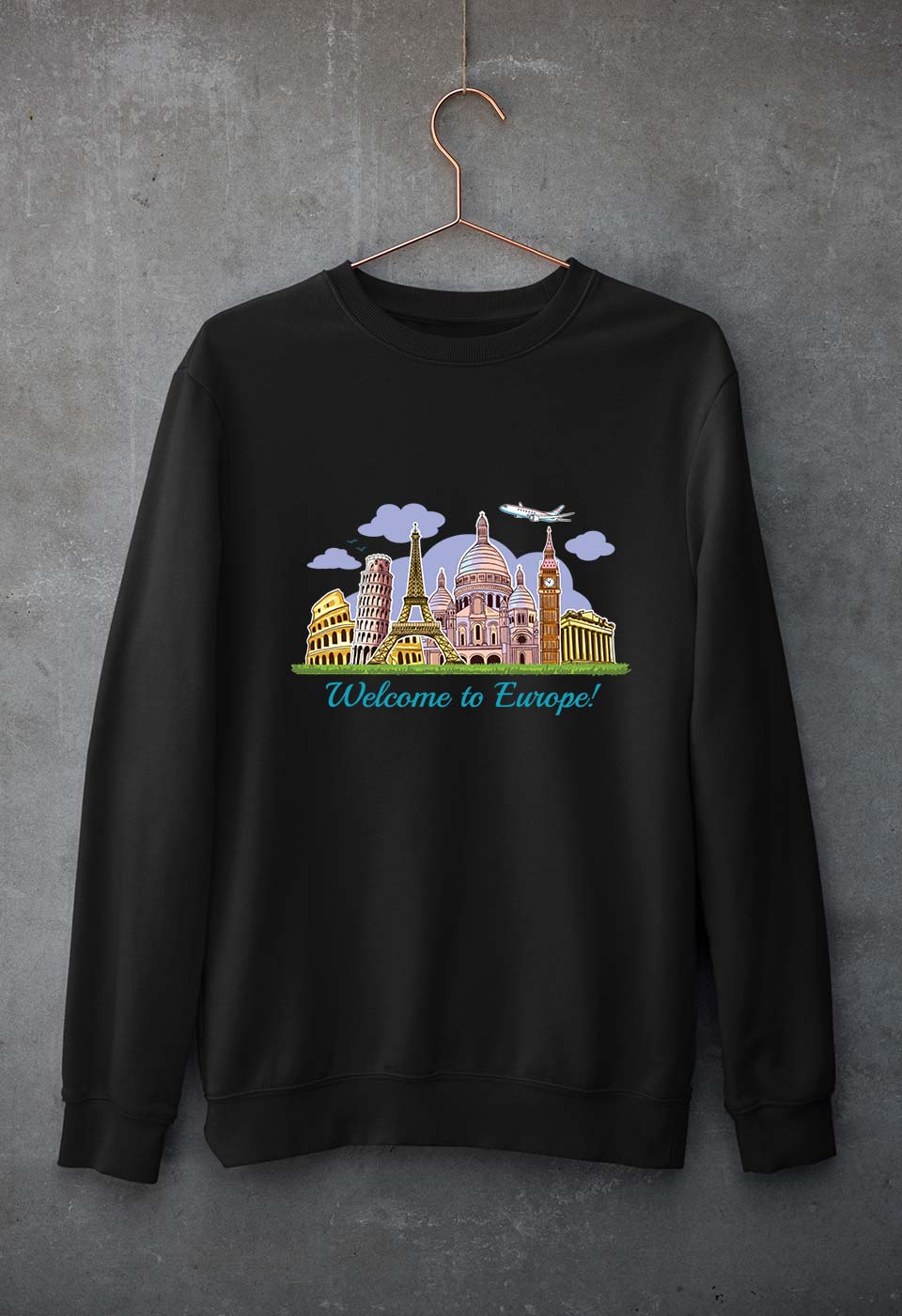 Welcome to Europe Unisex Sweatshirt for Men/Women-Black-Ektarfa.online