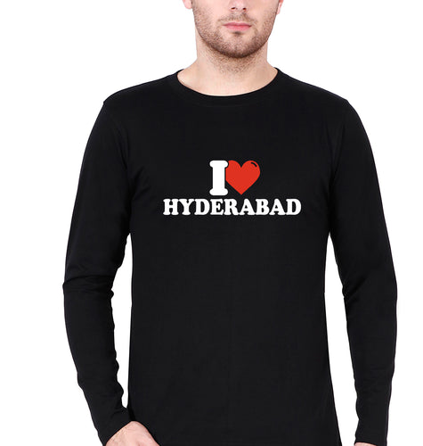 I Love Hyderabad T Full Sleeves T-Shirt for Men-Black-Ektarfa.online