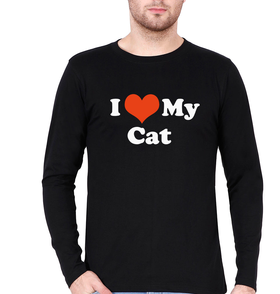 I Love My Cat Full Sleeves T-Shirt for Men-Black-Ektarfa.online