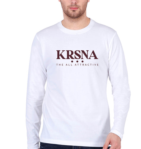 Krsna Full Sleeves T-Shirt for Men-White-Ektarfa.online