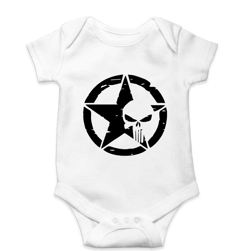 Punisher Kids Romper For Baby Boy/Girl-0-5 Months(18 Inches)-White-Ektarfa.online