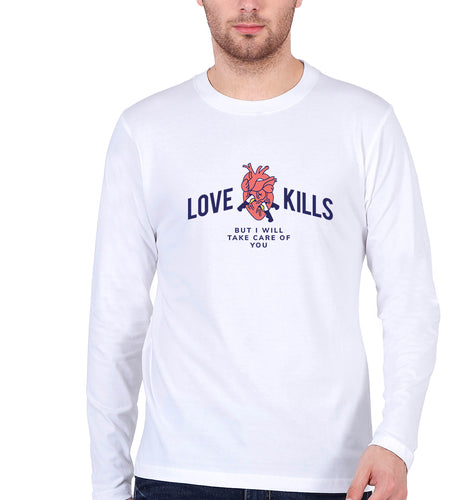 Love Kills Full Sleeves T-Shirt for Men-White-Ektarfa.online
