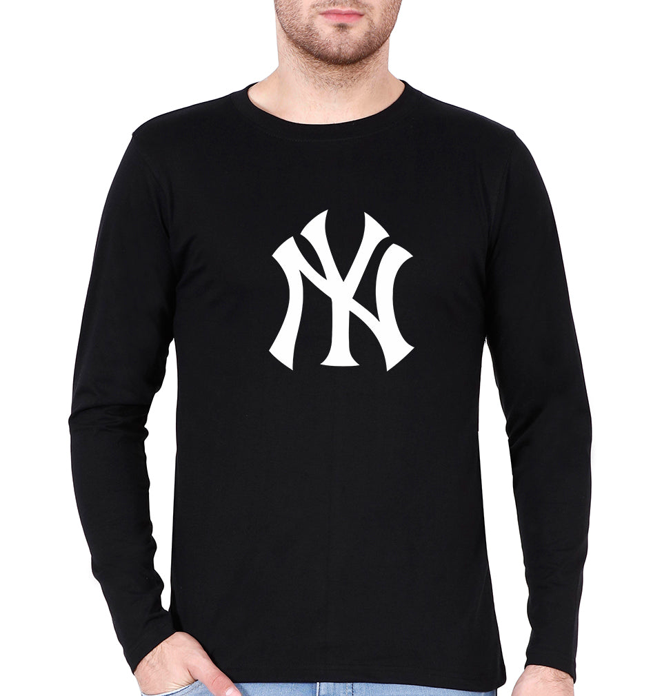 New York Yankees Full Sleeves T-Shirt for Men-Black-Ektarfa.online