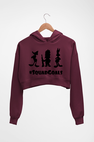 Looney Tunes Crop HOODIE FOR WOMEN-Maroon-Ektarfa.online