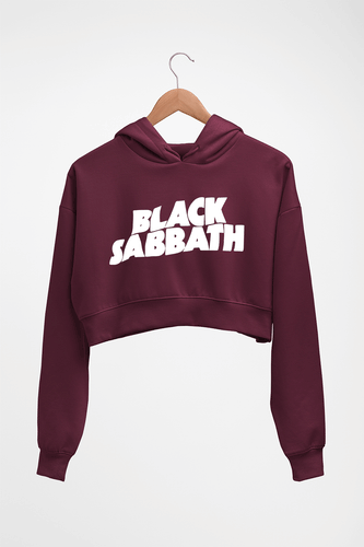 Black Sabbath Crop HOODIE FOR WOMEN-Maroon-Ektarfa.online