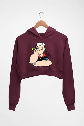Popeye Crop HOODIE FOR WOMEN-Maroon-Ektarfa.online