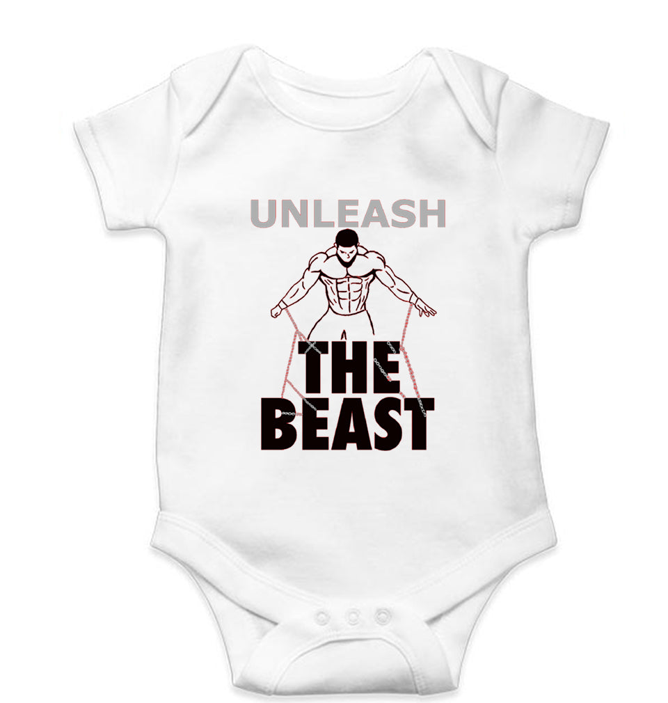 Gym Beast Kids Romper For Baby Boy/Girl-White-Ektarfa.online