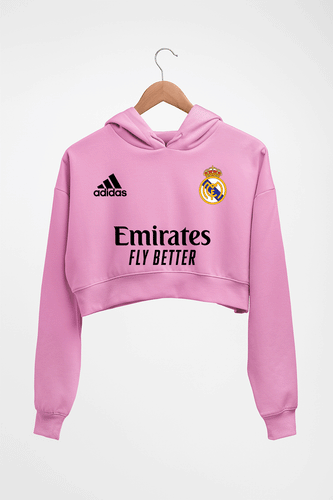 Real Madrid 2021-22 Crop HOODIE FOR WOMEN-Light Baby Pink-Ektarfa.online