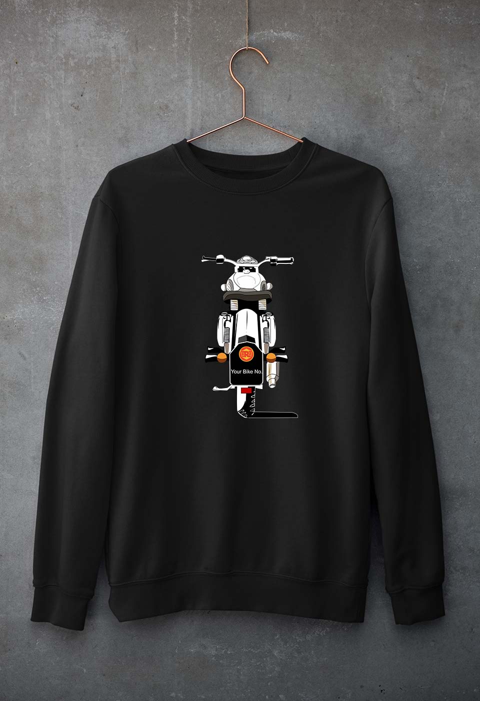Royal Enfield - Bullet With Number Unisex Sweatshirt for Men/Women-Black-Ektarfa.online