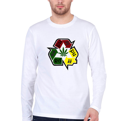 Weed Full Sleeves T-Shirt for Men-White-Ektarfa.online