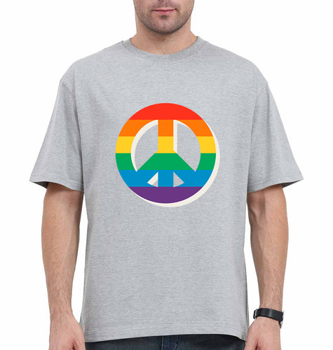 Peace Pride Oversized T-Shirt for Men-Grey-Ektarfa.online