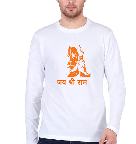 Jai Shree Ram Full Sleeves T-Shirt for Men-S(38 Inches)-White-Ektarfa.online