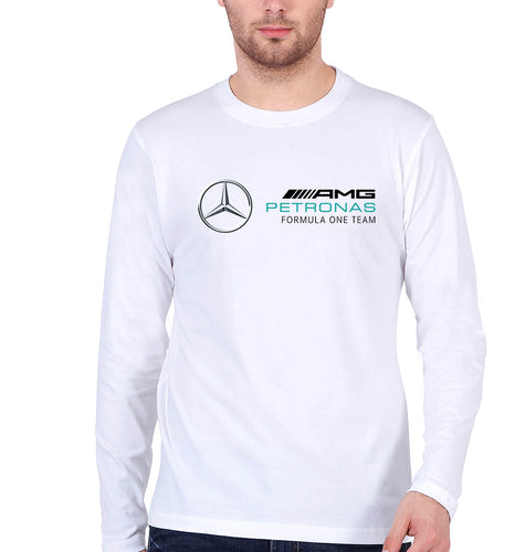 Mercedes AMG Petronas F1 Full Sleeves T-Shirt for Men-S(38 Inches)-White-Ektarfa.online