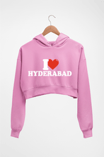 Load image into Gallery viewer, I Love Hyderabad Crop HOODIE FOR WOMEN-Light Baby Pink-Ektarfa.online
