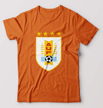 Load image into Gallery viewer, Uruguay Football T-Shirt for Men-S(38 Inches)-Orange-Ektarfa.online
