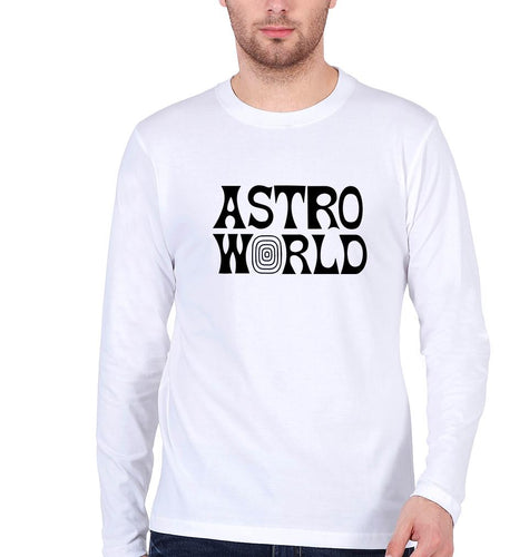 Astroworld Travis Scott Full Sleeves T-Shirt for Men-S(38 Inches)-White-Ektarfa.online