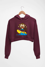 Load image into Gallery viewer, Monkey Banana Crop HOODIE FOR WOMEN-Maroon-Ektarfa.online
