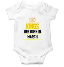 Load image into Gallery viewer, Kings Are Born In March Kids Romper For Baby Boy/Girl-White-Ektarfa.online
