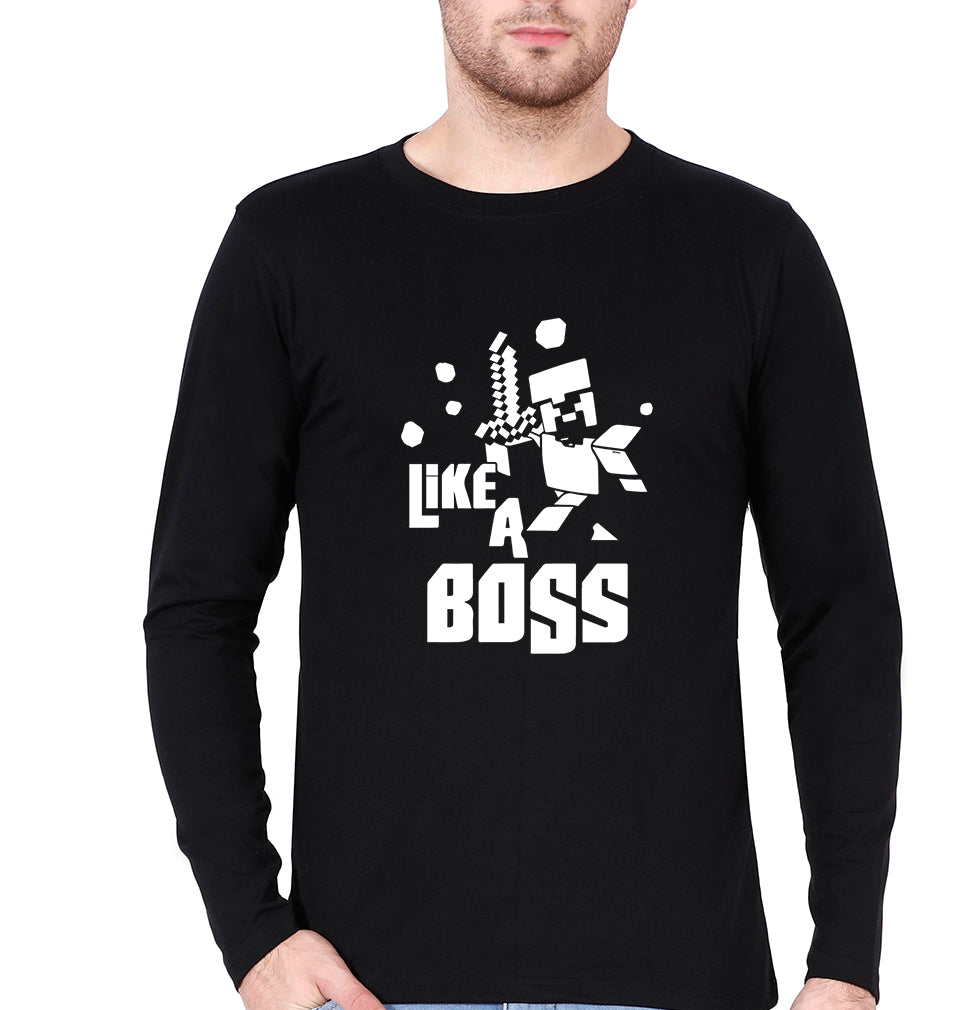 Minecraft Full Sleeves T-Shirt for Men-Black-Ektarfa.online