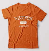 Load image into Gallery viewer, Varsity Wisconsin T-Shirt for Men-Orange-Ektarfa.online
