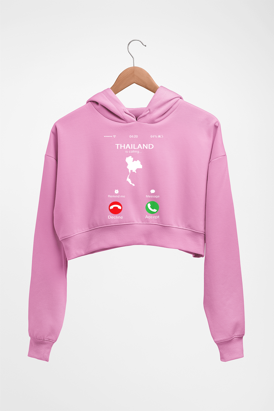 Thailand Calling Crop HOODIE FOR WOMEN-Light Baby Pink-Ektarfa.online