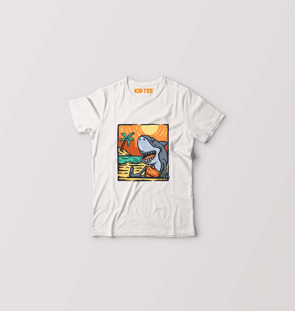 Shark Kids T-Shirt for Boy/Girl-White-Ektarfa.online
