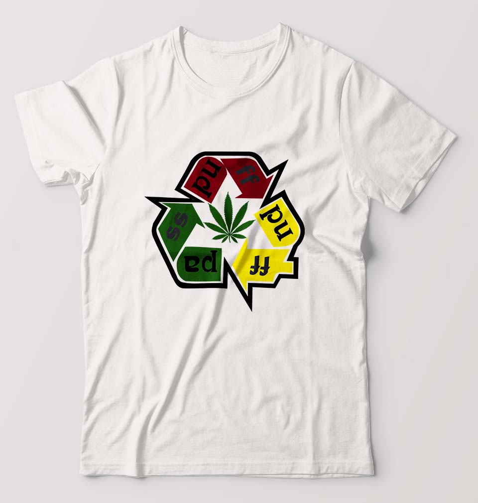 Weed T-Shirt for Men-S(38 Inches)-White-Ektarfa.online