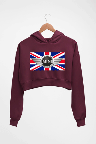 Mini Cooper Crop HOODIE FOR WOMEN-Maroon-Ektarfa.online