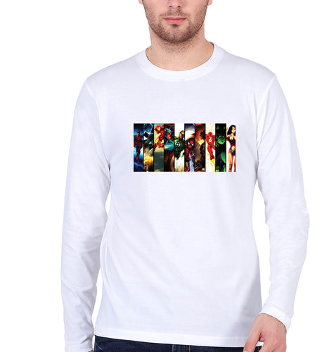 Superhero Full Sleeves T-Shirt for Men-White-Ektarfa.online