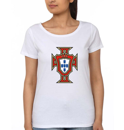 Portugal Football T-Shirt for Women-XS(32 Inches)-White-Ektarfa.online