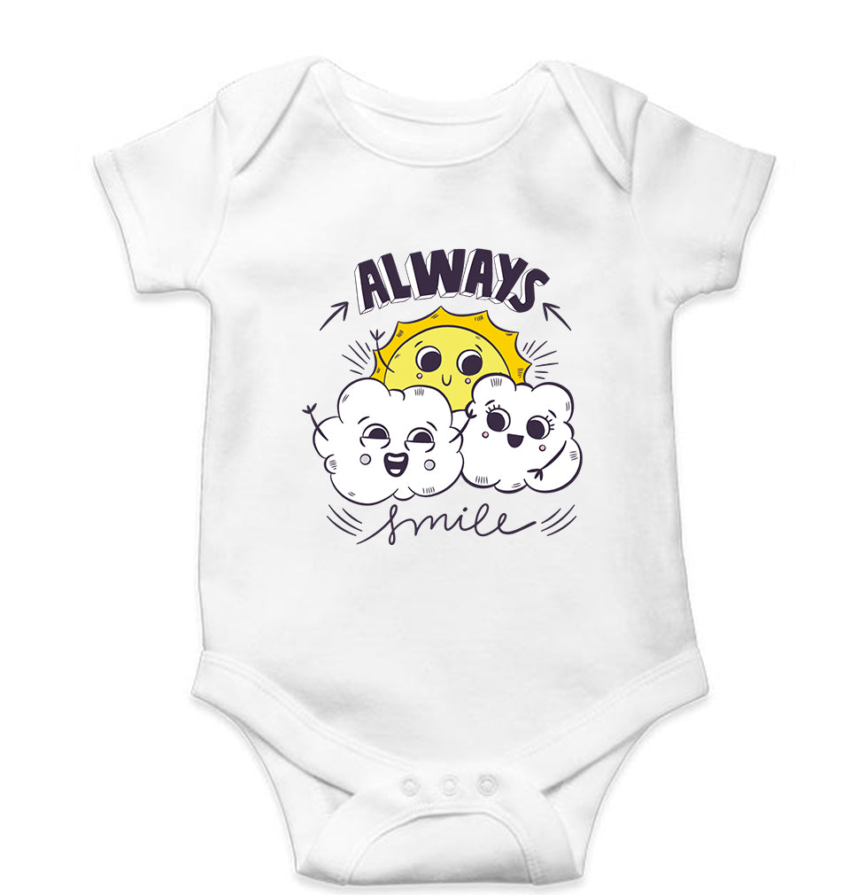 Always Smile Kids Romper For Baby Boy/Girl-0-5 Months(18 Inches)-White-Ektarfa.online